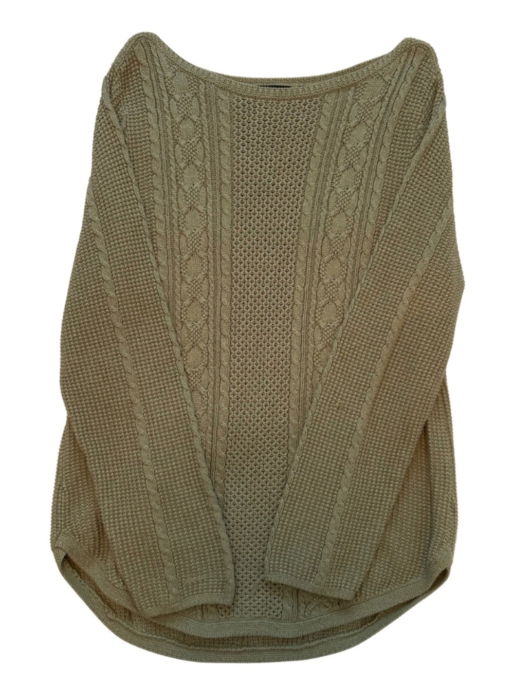 Womens cable knit cotton olive green vintage Jeanne Pierre sweater- Size XL